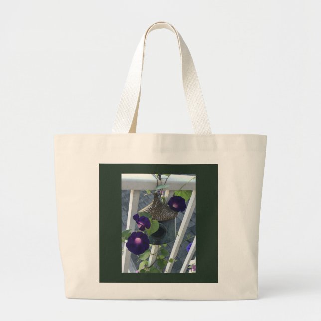 Bolsa Tote Grande Casa de Pássaros Com Ipoméias  (Frente)