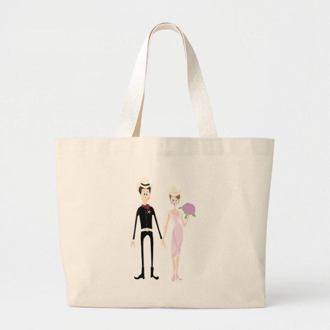Bolsa Tote Grande Casal de Casamento Humorístico do País (Frente)
