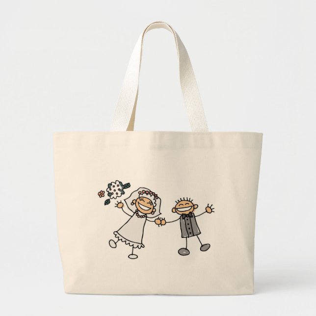 Bolsa Tote Grande Casamento de Cartoon (Frente)