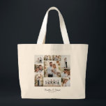 Bolsa Tote Grande Casamento de colagem mínima de fotos elegante<br><div class="desc">Colagem de fotos de casamento minimamente personalizada e elegante,  simples linhas limpas,  presentes da família.</div>