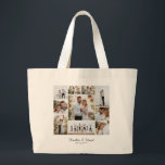 Bolsa Tote Grande Casamento de colagem mínima de fotos elegante<br><div class="desc">Colagem de fotos de casamento minimamente personalizada e elegante,  simples linhas limpas,  presentes da família.</div>