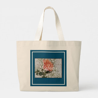 Bolsa Tote Grande Casamento Floral Coral Rosa Teal Branco Rosa
