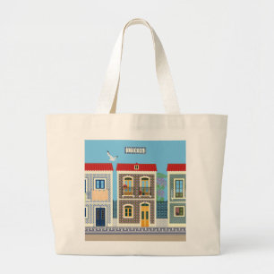 Bolsa Tote Grande Casas bonitas em português com azulejos ou azulejo