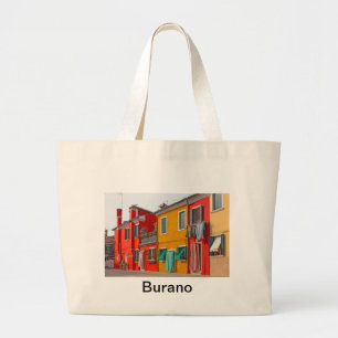 Bolsa Tote Grande Casas da cor na ilha Burano Italia de Veneza