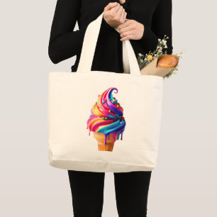 Bolsa Tote Grande Casquinha de sorvete clássica comida vibrante do S