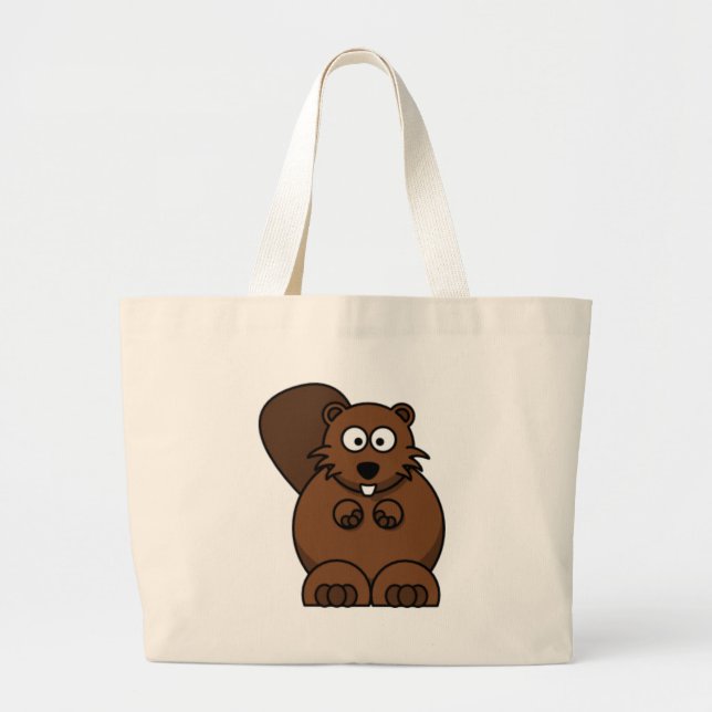 Bolsa Tote Grande Castor dos desenhos animados (Frente)