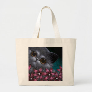 Bolsa Tote Grande CAT PERSA de SMOKEY com o saco COR-DE-ROSA das