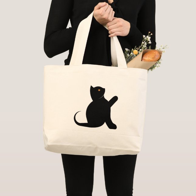 Bolsa Tote Grande Cat Say Hello (Frente (produto))