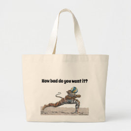 Bolsa Tote Grande Cat Warrior Jogando Banheira de Voleibol de Praia