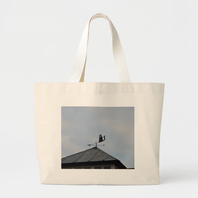 Bolsa Tote Grande Cata-Vento Gato Preto (Frente)