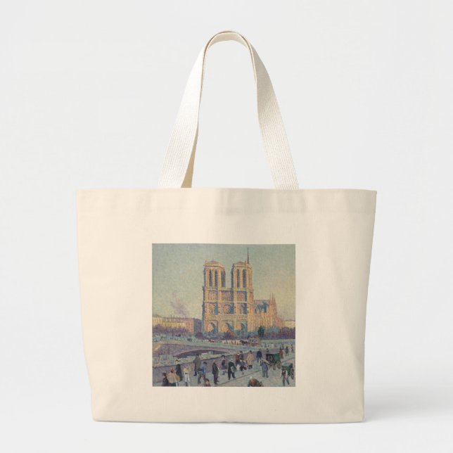 Bolsa Tote Grande Catedral de Notre Dame Paris Pintura Clássica Fran (Frente)