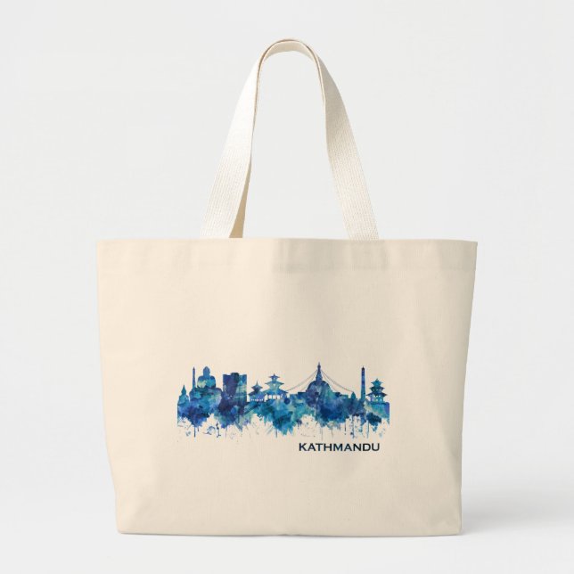 Bolsa Tote Grande Catmandu Nepal Skyline Blue (Frente)