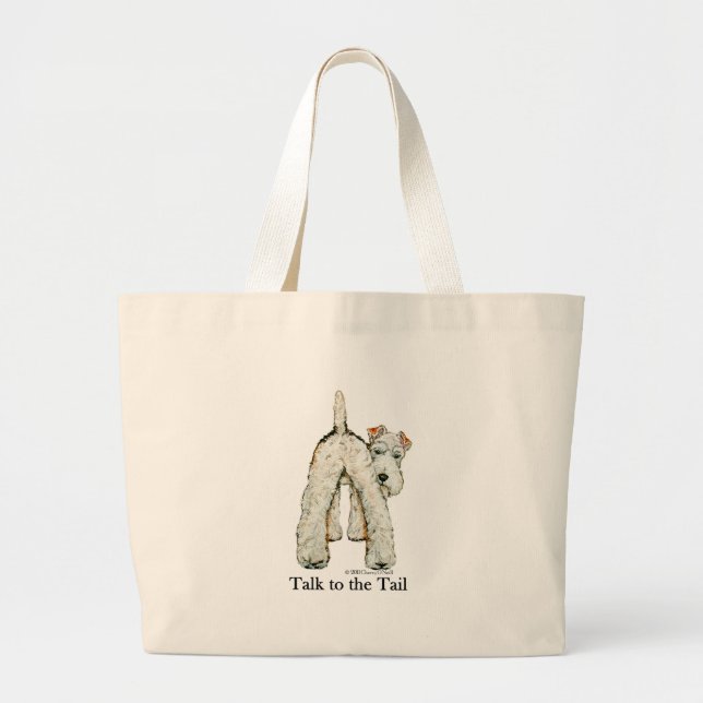 Bolsa Tote Grande Cauda do Fox Terrier do fio (Frente)