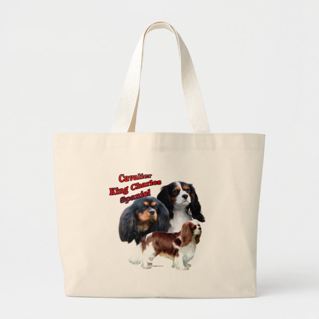 Bolsa Tote Grande Cavalier King Charles Spaniel Trio 2 (Frente)
