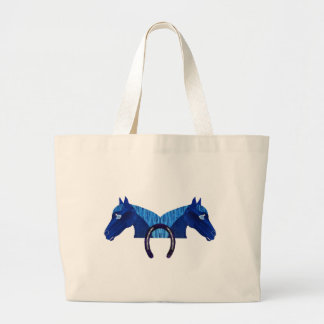 Bolsa Tote Grande Cavalo Azul Duplo E Ferradura