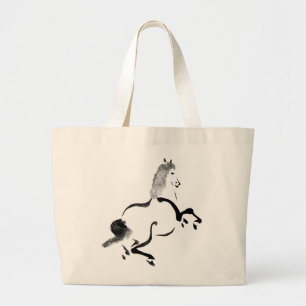 Bolsa Tote Grande Cavalo Chinês Vintage