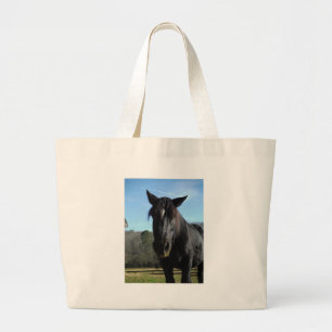 Bolsa Tote Grande Cavalo de Rascunho Negro Resgatado