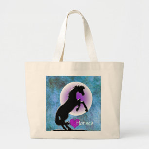 Bolsa Tote Grande Cavalos do Coração V (azul/verde)