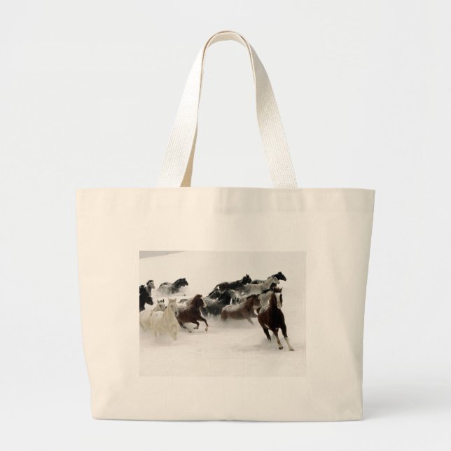 Bolsa Tote Grande Cavalos na neve (Frente)