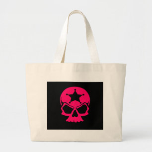 Bolsa Tote Grande Caveira Rosa (fundo preto)