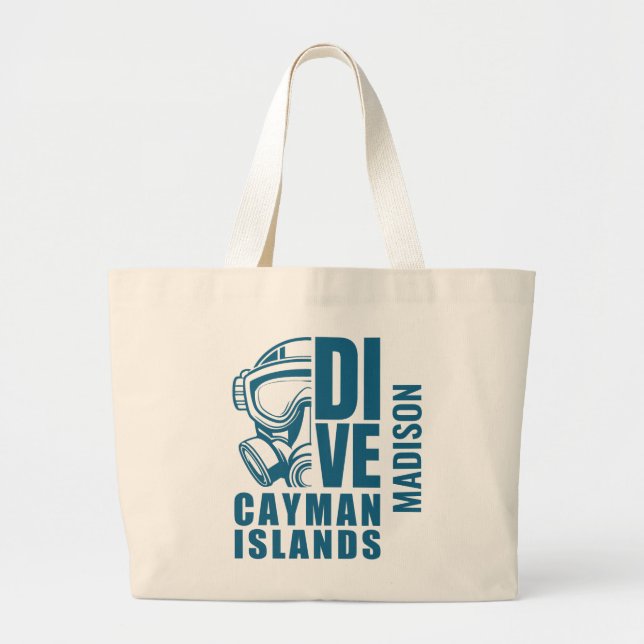 Bolsa Tote Grande Cayman Islands Divino de Nome Personalizado (Frente)