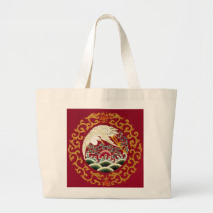 Bolsa Tote Grande Cegonha & dragão chineses