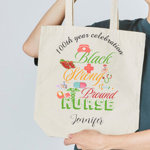 Bolsa Tote Grande celebração do 100º ano enfermeira da história negr