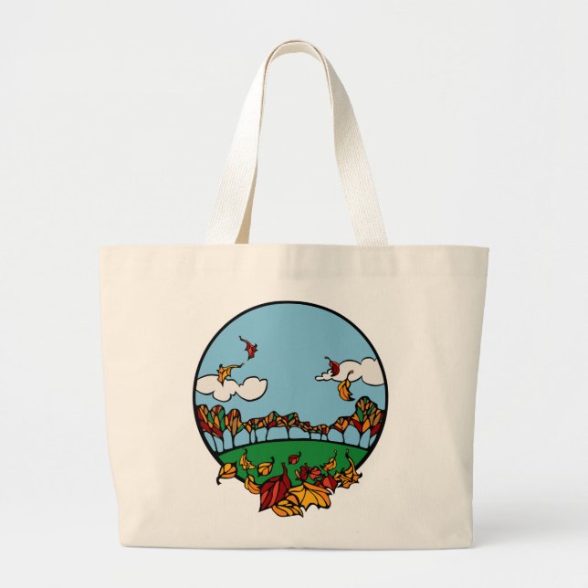 Bolsa Tote Grande Cena de Paisagem do outono (Frente)