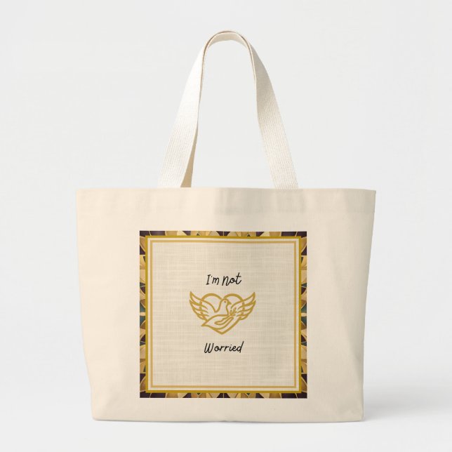 Bolsa Tote Grande Certeza Dourada - Mateus 6:25 (Frente)