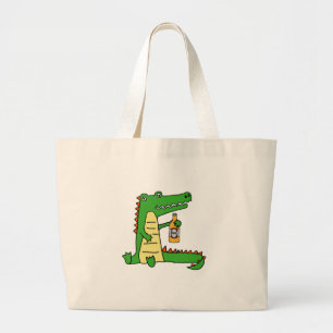 Bolsa Tote Grande Cerveja engraçada bonito do bebendo do jacaré