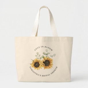Bolsa Tote Grande Chá de panela de Sangue de Girassol Floral Persona