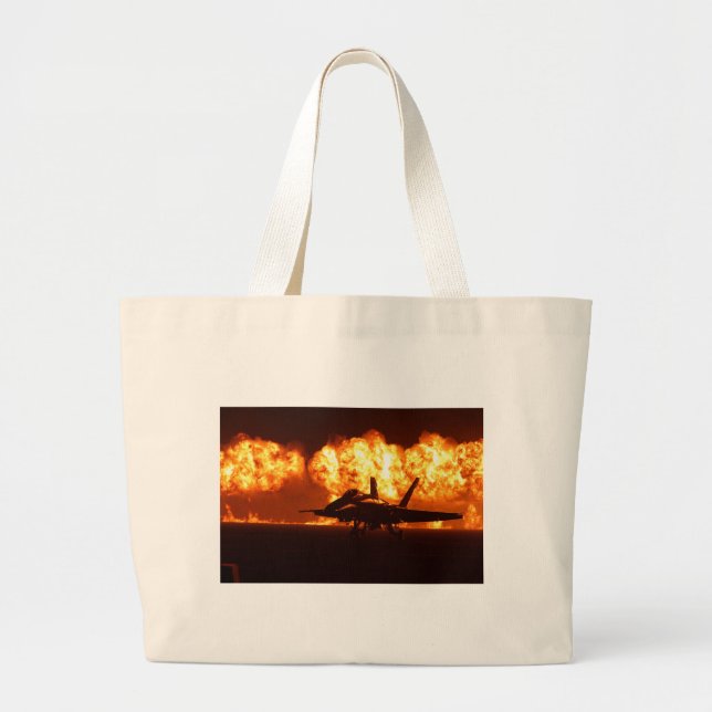 Bolsa Tote Grande Chamas do Jet Fighter (Frente)