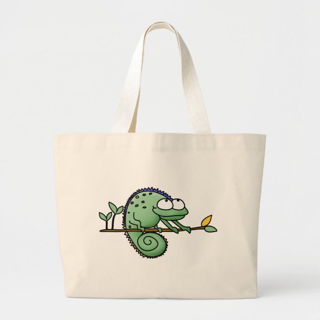 Bolsa Tote Grande Chameleon Cute Funny (Frente)