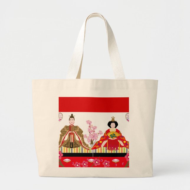 Bolsa Tote Grande Charm japonês ∣ bonecas da China - celebração de g (Frente)
