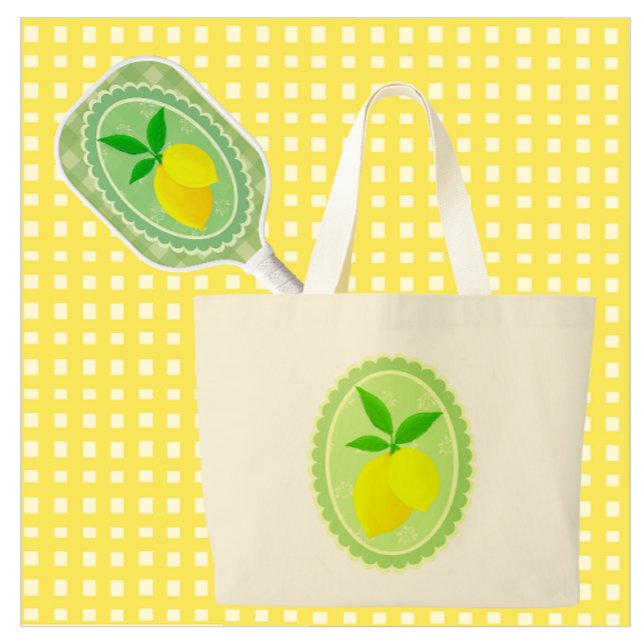 Bolsa Tote Grande Cheery Retro Sunny Yellow Lemon (Tote your pickleball gear in style!)