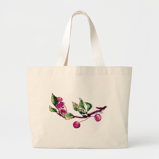 Bolsa Tote Grande Cherry Branch e seu nome (Frente)