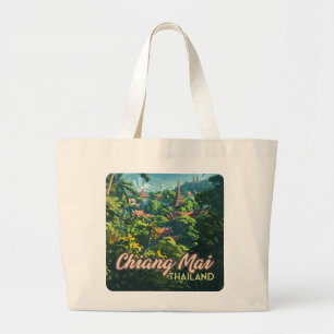 Bolsa Tote Grande Chiang Mai Thailand Asia Templates Mountain Vintag
