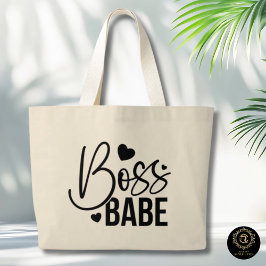 Bolsa Tote Grande Chic Boss Babe Everyday Cotton Tote Bag