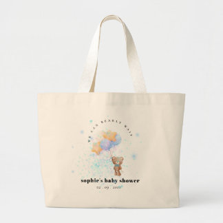 Bolsa Tote Grande Chic Minimalista Urso Azul Mal Pode Esperar Chuvei