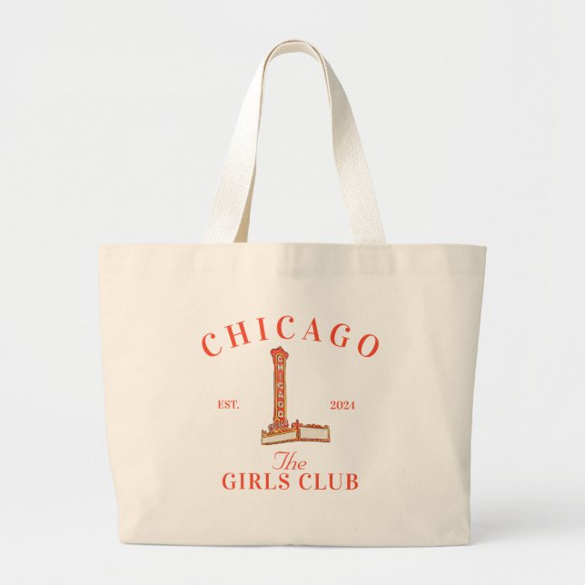 Bolsa Tote Grande Chicago Bachelorette Girls Club (Frente)