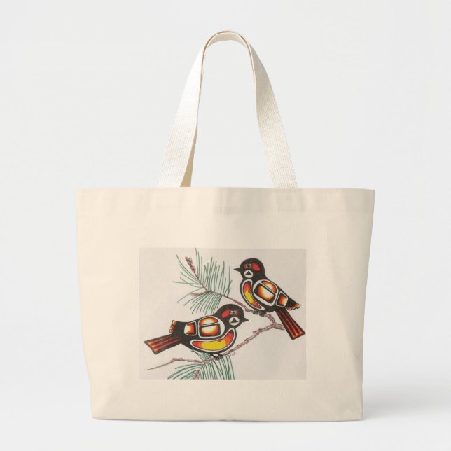 Bolsa Tote Grande chickadees 1 (Frente)