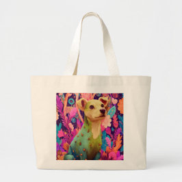 Bolsa Tote Grande Chien-cactus du désert fleuri  