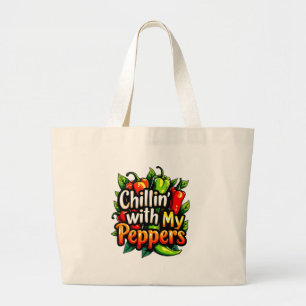 Bolsa Tote Grande Chillin' com meus pimentões - Gráfico infantil col