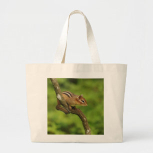 Bolsa Tote Grande Chipmunk do bebê em uma árvore