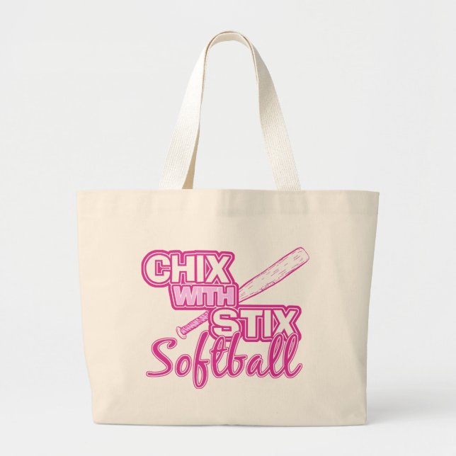 Bolsa Tote Grande Chix com softball de Stix (Frente)