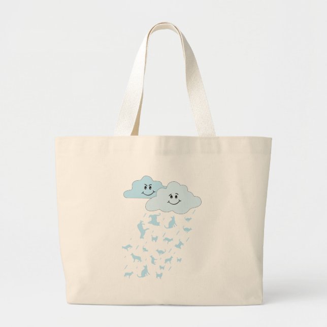 Bolsa Tote Grande chovendo gatos & cães (Frente)