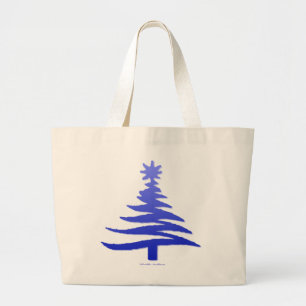 Bolsa Tote Grande Christmas Tree Stencil Cobalt Blue