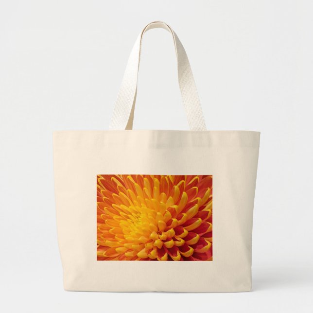 Bolsa Tote Grande Chrysanthemum Amarelo e Laranja (Frente)