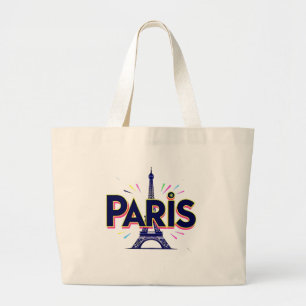 Bolsa Tote Grande Cidade das Luzes: Arte de Tipografia Negrita de Pa
