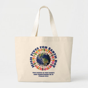 Bolsa Tote Grande CINCO ELEVADOS PARA O DIA DA TERRA Bíblia cristã V